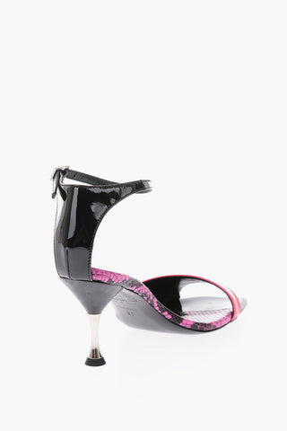 8cm Lacquered leather ankle strap sandals