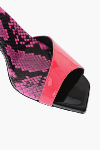 8cm Lacquered leather ankle strap sandals