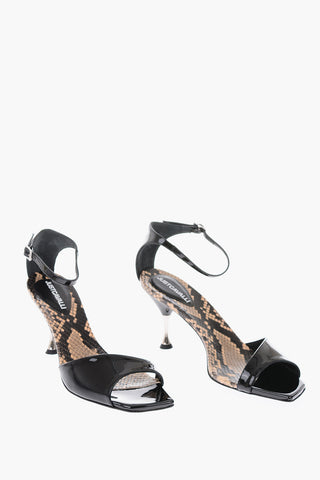 8cm Lacquered leather ankle strap sandals