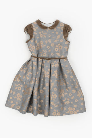 Pleated Floral Embroiderd Dress