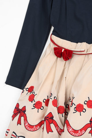 Embroidered Dress with Belt