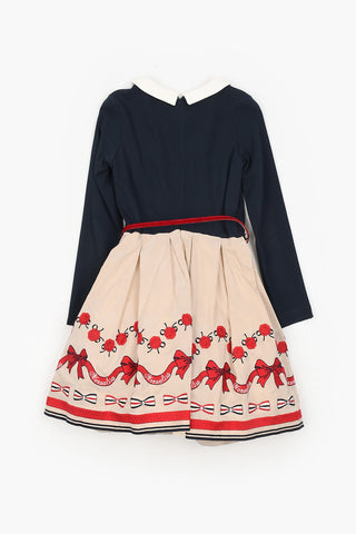 Embroidered Dress with Belt