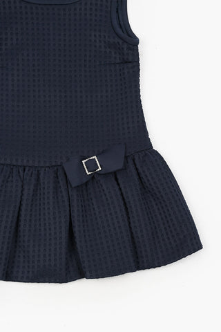 Pleated Dress with Bow