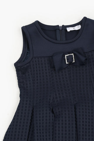 Pleated Dress with Bow