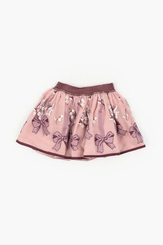 Satin Floral Embroidered Mini Skirt