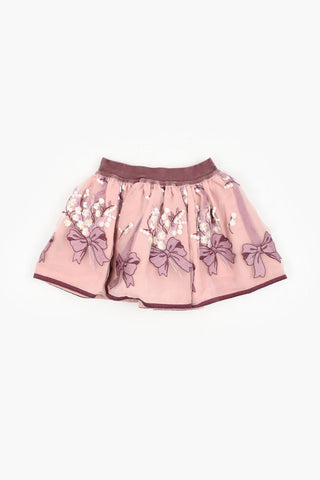 Satin Floral Embroidered Mini Skirt
