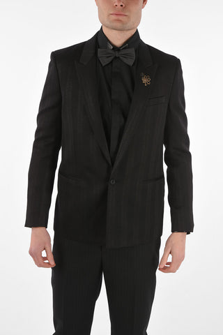 Tuxedo Jacket with Floral Embroidery