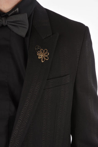 Tuxedo Jacket with Floral Embroidery