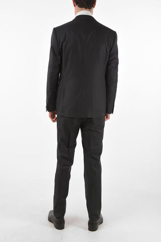 2-Piece LEADER Pinstriped Suit with Flap Pockets