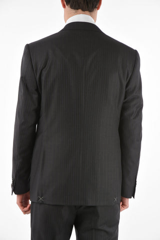 2-Piece LEADER Pinstriped Suit with Flap Pockets