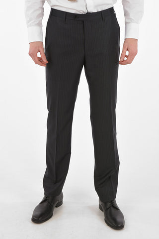 2-Piece LEADER Pinstriped Suit with Flap Pockets