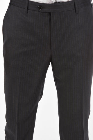 2-Piece LEADER Pinstriped Suit with Flap Pockets