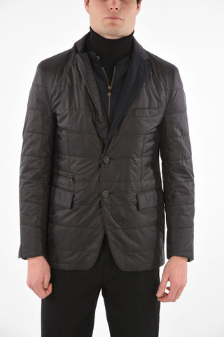 ID OUTDOOR 3 Button Quilted Blazer with Knit Detail