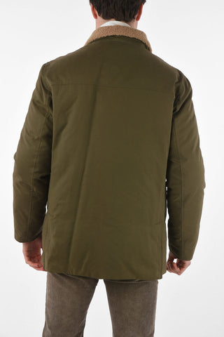 Utility Down Jacket with Removable Shearling Collar