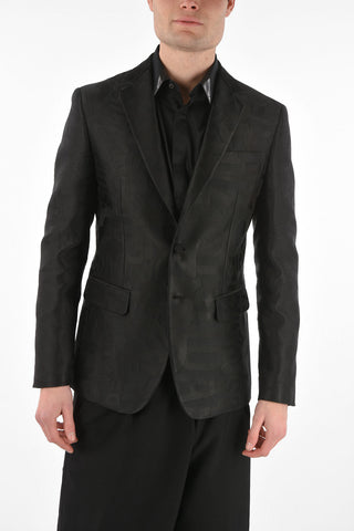 Blazer Monopetto Jacqard con Tasche ad Aletta