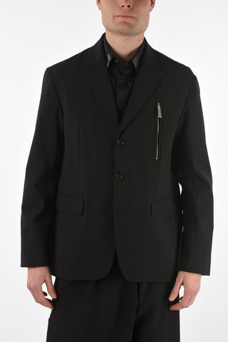 Single-breasted Printed Blazer with Zipped Breast-pocket