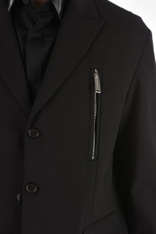 Single-breasted Printed Blazer with Zipped Breast-pocket