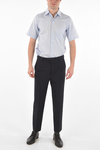 Wool Blend Pants with Belt Loops and Hidden Fastening