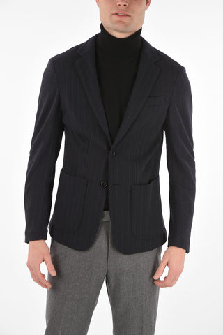 2 Buttons Pinstriped Virgin Wool Blazer