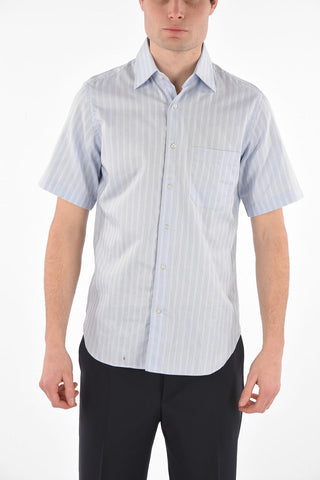 Pinstriped Twill Cotton Shirt with Breast-pocket