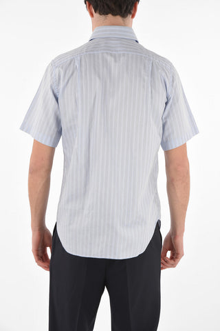 Pinstriped Twill Cotton Shirt with Breast-pocket