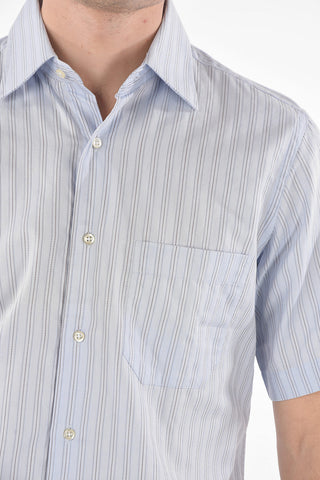 Pinstriped Twill Cotton Shirt with Breast-pocket
