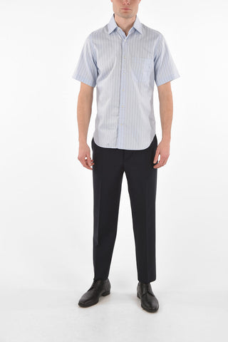 Pinstriped Twill Cotton Shirt with Breast-pocket