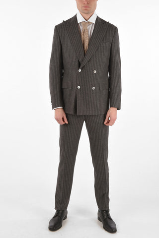 Pinstriped Double Breasted Suit ACADEMY with Peak Lapel