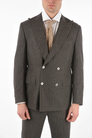 Pinstriped Double Breasted Suit ACADEMY with Peak Lapel