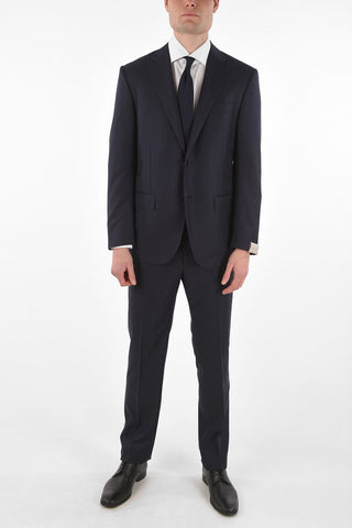 2-Piece LEADER Pinstriped Suit with Flap Pockets