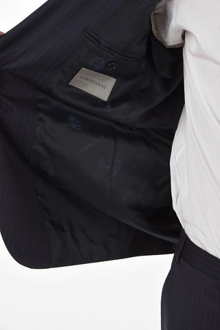 2-Piece LEADER Pinstriped Suit with Flap Pockets