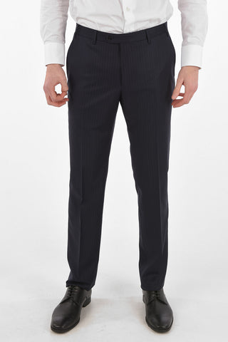 2-Piece LEADER Pinstriped Suit with Flap Pockets