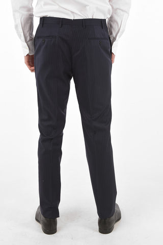 2-Piece LEADER Pinstriped Suit with Flap Pockets