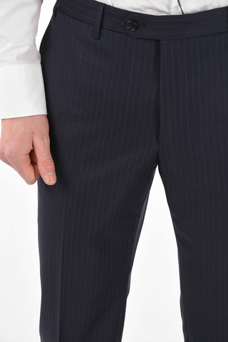 2-Piece LEADER Pinstriped Suit with Flap Pockets