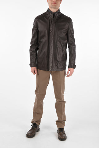 ID Leather Jacket with Drawstring