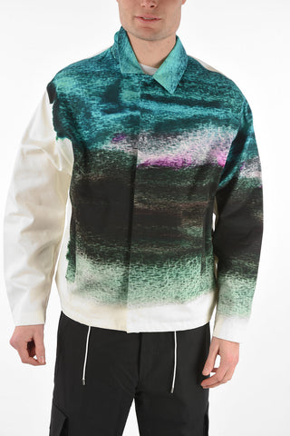 Printed Cotton Jacket with Hidden Closure