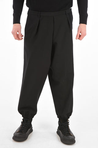 Wool Pants with Elastic Ankle Band