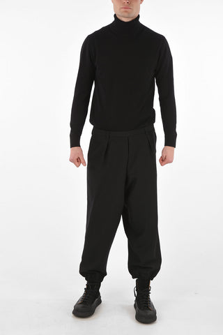 Wool Pants with Elastic Ankle Band