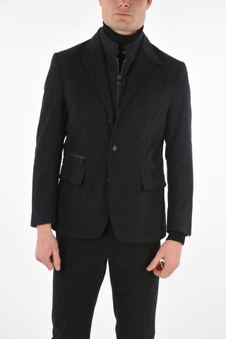 ID OUTDOOR 3 Button Blazer with Faux Suede Detachable Detail