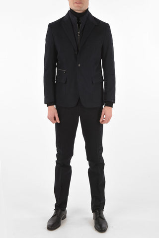 ID OUTDOOR 3 Button Blazer with Faux Suede Detachable Detail