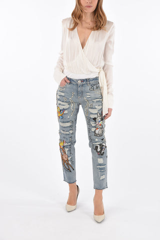 jeans Boyfriend PURE BLISS distressed con ricami patch