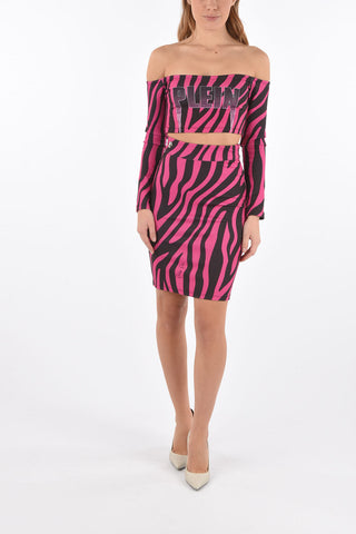 completo motivo animalier con top off shoulder