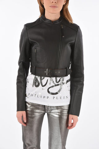 BLACK GOLD giubbotto biker L-MIMYY crop in pelle 