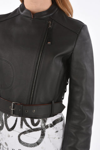 BLACK GOLD giubbotto biker L-MIMYY crop in pelle 