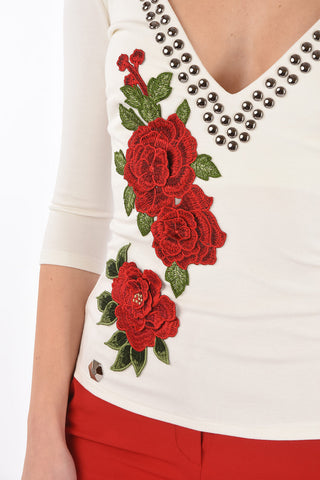 golden studded details SAMMIA V neck sweater