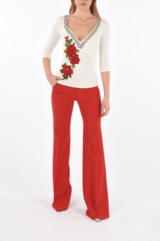 golden studded details SAMMIA V neck sweater