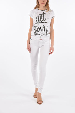 high waist slim fit DOMINIZZA 5 pockets pants