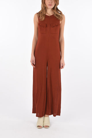 Flared Jumpsuit with Breast Pockets