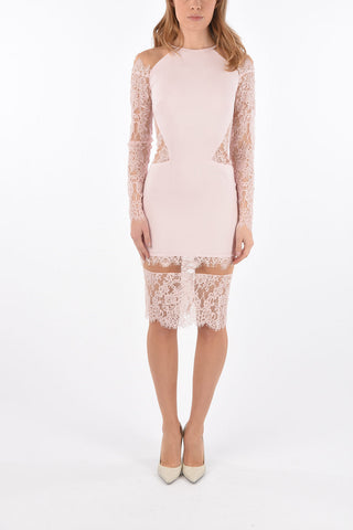 vestito attillato LACK in pizzo con maniche cold off shoulder