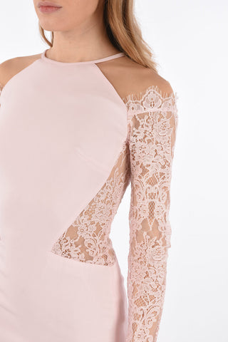 vestito attillato LACK in pizzo con maniche cold off shoulder